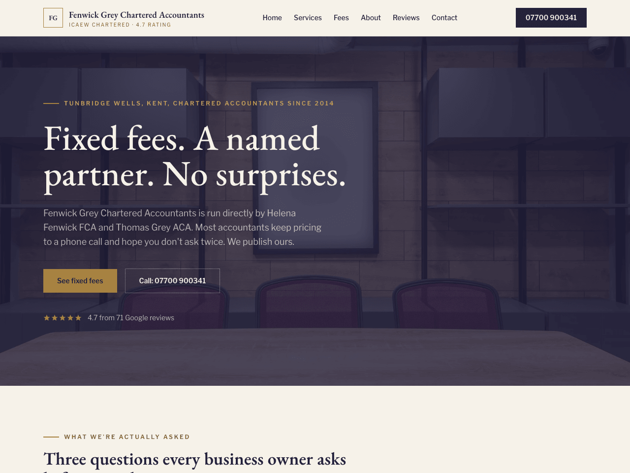 Fenwick Grey website, built by Eight Two Digital