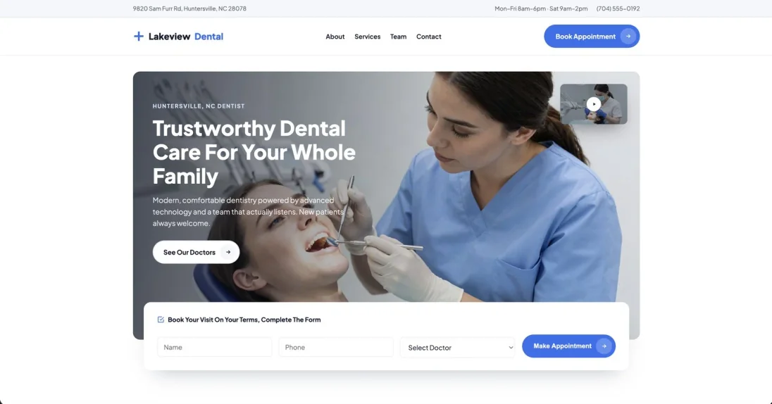 Lakeview Dental dentist website preview built by Eight Two Digital