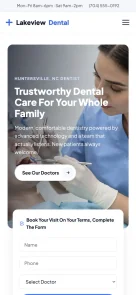 Lakeview Dental dentist website preview on mobile