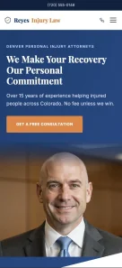 Reyes Injury Law personal injury attorney website preview on mobile