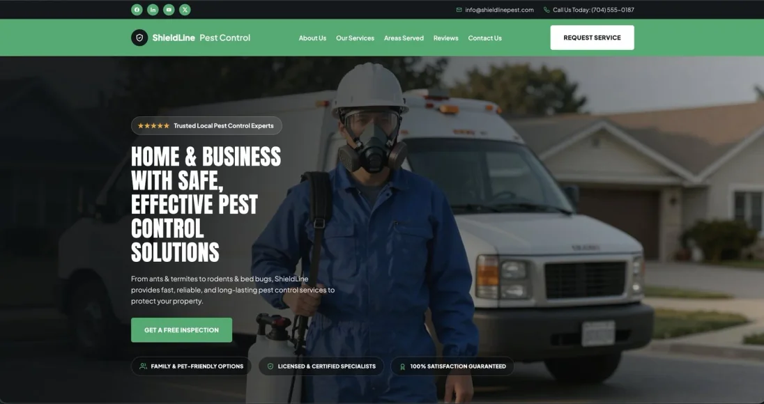 ShieldLine Pest Control website preview built by Eight Two Digital