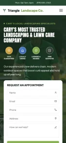 Triangle Landscape Co. landscaping website preview on mobile