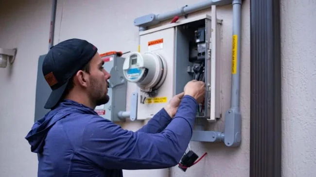 Electrical professional at work