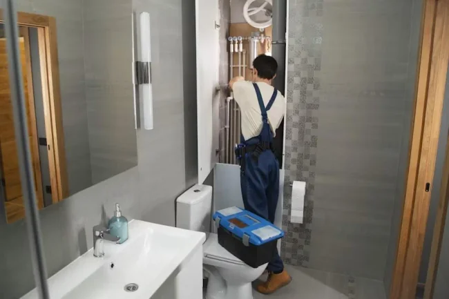 Plumbing professional at work