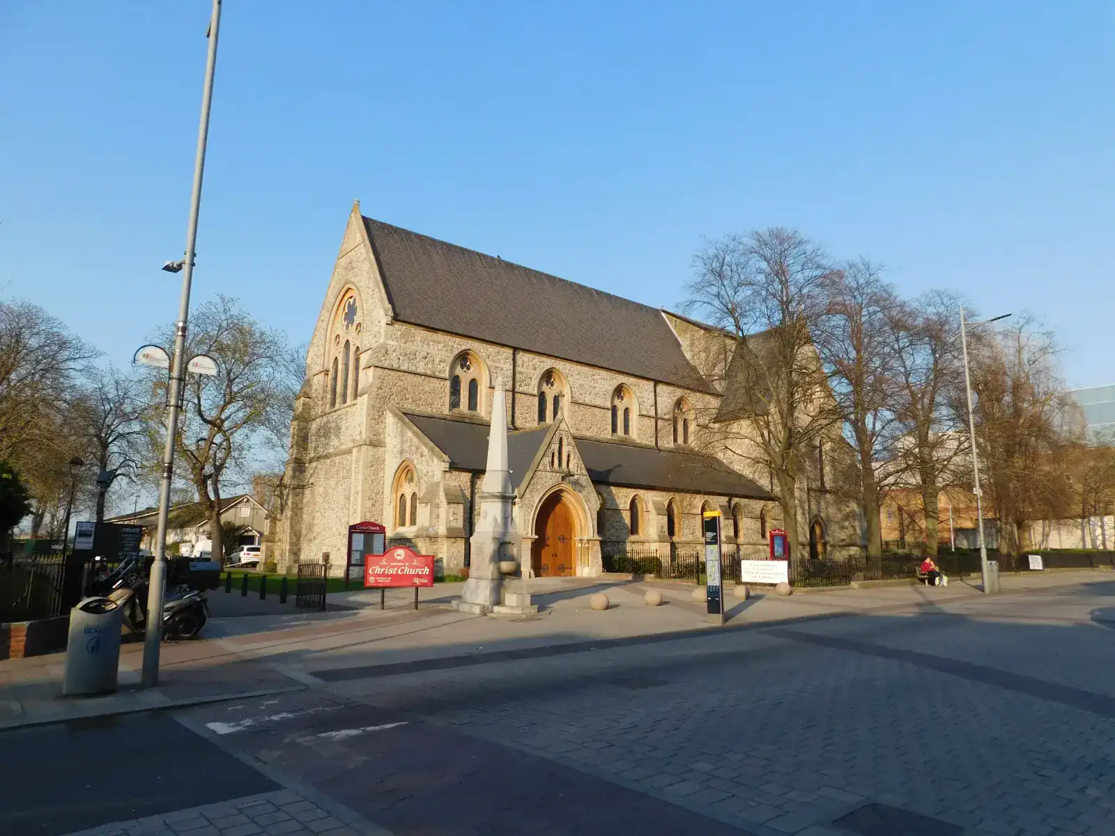 Christ Church on the Broadway in Bexleyheath, a Victorian stone church beside the road