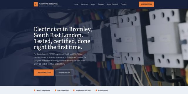 Trade website preview shown on desktop