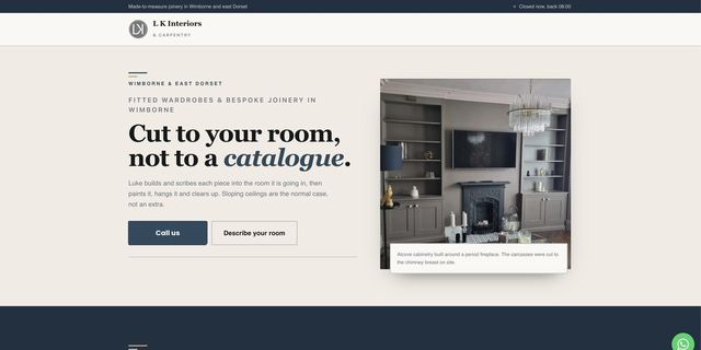 Home services website preview shown on desktop