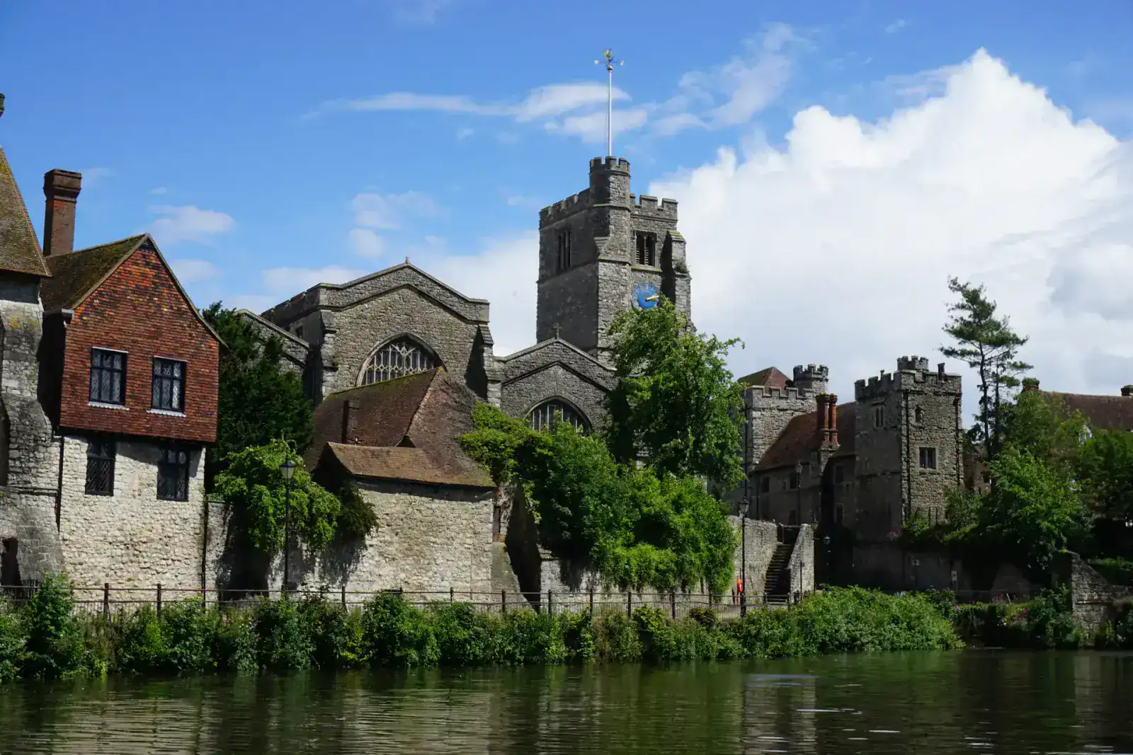 The Archbishop’s Palace and All Saints Church seen across the River Medway in Maidstone