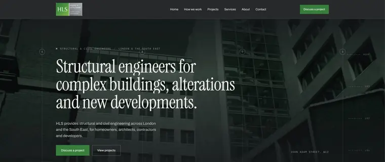 Website preview for a structural engineering practice, shown on desktop