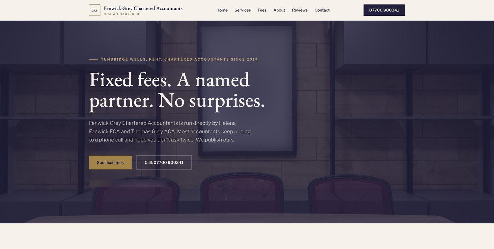 Chartered accountants website preview shown on desktop